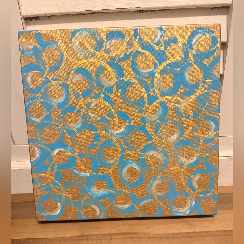 Abstract Blue and Gold Canvas Art